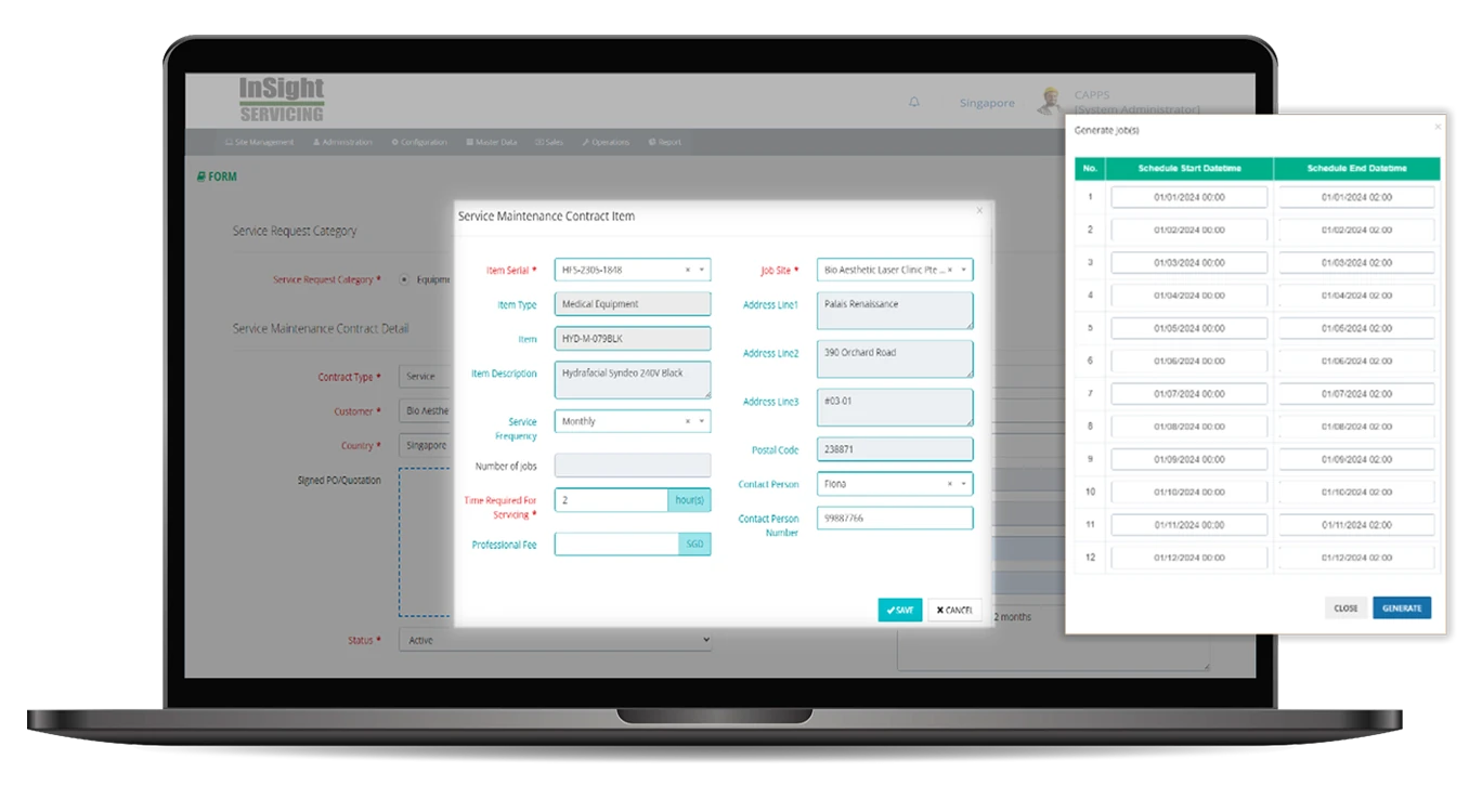 Service Maintenance Contract Management
